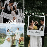 影樓韓式主題婚紗攝影道具ins手拿相框戶外婚禮拍照創意手舉牌板