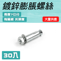 【工具達人】30入 鍍鋅膨脹螺絲 膨脹螺絲 外牙壁虎 內迫壁虎 外迫壁虎 裝潢五金 7cm(190-SUSS7S)