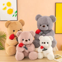 25cm Cute Roses Teddy Bear Animal Plush Toys For Girls Teddy Bear Dolls Stuffed Animal Doll Sleep Pillow Kids Gifts