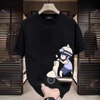 เสื้อคู่รัก เสื้อยืดคอกลม แขนสั้น  MAN T-shirt  เสื้อผ้าแฟชั่นสาวอวบมินิมอลสไตล์เกาหลี  ผ้ายืดใส่สบา