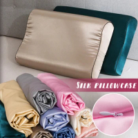 1 Pcs Luxury Satin Pillowcase 30cmx50cm/40cmx60cm Pure Color Luxury Comfortable Imtation Satin Memory Foam Pillow Cover