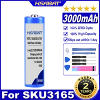 HSABAT 16650 3000mAh Battery for Protected 16650 (10A Discharge) Batteries