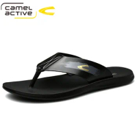 Camel Active 2021 New Flip Flops Men Summer Leather Slippers Outdoor Casual Male Breathable Sandals Fashion Lightweight Shoes
