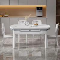 White New Luxurious Dining Table Rectangular Small Simple Light Dining Table Modern Folding Mesas De Janta Home Furniture