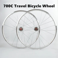 700C Bicycle Wheel 5 Bearings Hub 120 Ring Wheelset Retro Road Bike Rim Disc-brake V-brake Travel Gravel Cycling Parts
