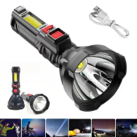 Senter Led 4 Mata 48w + 20w / Senter Led Chargeable / Senter Cas Led