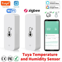 Tuya WiFi Zigbee Smart Temperature Humidity Sensor Indoor Hygrometer Controller Monitoring Work with Alexa Google Home