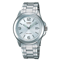 CASIO 時尚都會新風格指針錶(MTP-1215A-7A)-銀白色/37mm