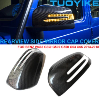 Car Real Carbon Fiber Rearview Side Mirror Cover Cap ReplaceTrim Sticker For Mercedes-Benz W463 G350 G500 G550 G63 G65 2013-18