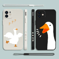 What A Duck Phone Case For Samsung Galaxy S23 S22 S21 S20 Ultra Plus FE S10 4G S9 S10E Note 20 10 9 Plus With Lanyard Cover