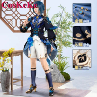 CosKeKe Xingqiu Cosplay Game Genshin Impact Costume Deepavali Rain Melts Bamboo Skin New Year Outfit Party Role Play Clothing