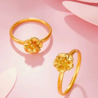 24k pure gold finger rings 999 real gold flower rings fine gold jewelry wedding rings