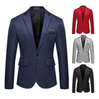 Fashion Suit Coat Long Sleeve Soft Decorative Pocket Business Blazer Casual Men Blazer for Office