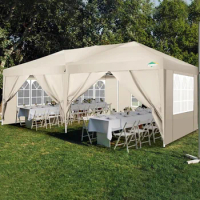 Outdoors Tents, 10x20 Pop Up Canopy Tent with 6 Sidewalls UPF 50+ Portable Gazebo Wedding Tents, Outdoor Garden Tent