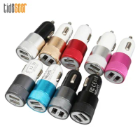 2000pcs Metal Dual USB 2 Port Car Charger Universal 2.1A LED Charging Adapter for iPhone XS X 8 7 6 Huawei Samsung S9 Tablet LG