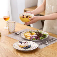 Vancasso Tulip 4-Pieces Porcelain Hand Painted Dinner Combi Set Mandala with Dinner Plate,Dessert Plate,Cereal Bowl,300ml Mug