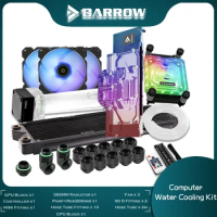 Barrow Computer Split Water Cooling Kit RGB, CPU + GPU Hose Set For INTEL/ AMD RYZEN 3/5/7/9 + NVIDIA RTX 3080/3090, Soft Tube