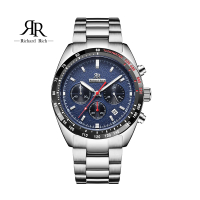 【RICHARD RICH】【WangT】 RR 星際霸主系列 銀帶藍面計時三眼陶瓷圈隕石面不鏽鋼腕錶