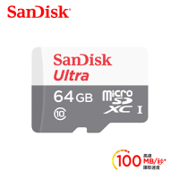 SanDisk Ultra microSD UHS-I 64GB 記憶卡-白 (公司貨) 100MB/s