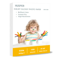 HUSPER Glossy Photo Paper, 4 x 6 Inches, 100 Sheets, 53Ib 200Gsm