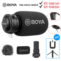 BOYA BY DM100 DM200 A7H Digital Condenser Mic Microphone for iPhone Samsung Type C Android Phones iPad iPod 3.5mm