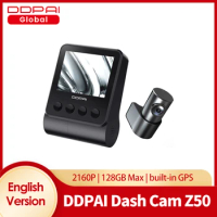 DDPAI Dash Cam Z50 Front and Rear 4K, Cam Car Camera with 2160P Front +1080P Rear, Built-in WiFi GPS, Dual Dash Camera for Cars