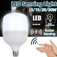 30W LED Sensor Light Bulb E27 Smart Radar Sound Motion Sensor Lamp Stair Hallway Energy-saving Light