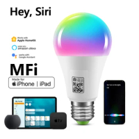 MFI Certified Homekit LED Smart Wifi Light Bulb E27 Smart Lamp Multicolour Dimmable LED Bulb Siri Control for Alexa Google Home