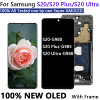 Super OLED S20 LCD For SAMSUNG Galaxy S20 Plus G985F Display S20 Ultra G988F 5G Touch Screen with frame Digitizer assembly