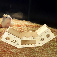 Rumah Terowong Burrow Hamster Kayu, 11.8x2.5x4.7 inci, Aksesori Pelbagai Fungsi, Tanjakan Memanjat K