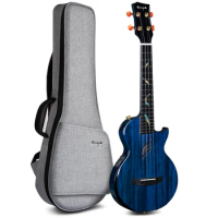 Enya Ukulele All Solid Mahogany Wood One-Body Feather High Gloss with Built-in AcousticPlus Pickup and Deluxe Tenor Uku Case
