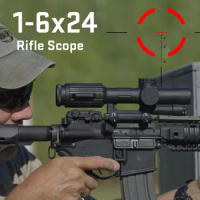 FFP Scope 1-6X24 Cross Concentric Rifle Hunting Riflescope Tactical Optical Sight Illuminated R&amp;G Rifle Sniper Scope gs1-0340