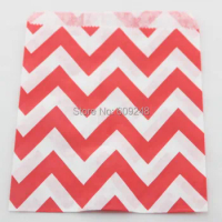 100pcs Mixed Colors Red Wide Zig Zag Paper Party Favor Bags,Christmas Birthday Cheap Kids Buffet Candy Treat Gift Paper Bags