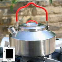 304不銹鋼燒水壺戶外茶壺【紅色+收納袋】 