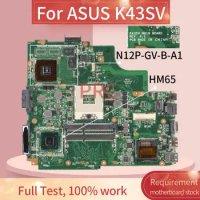 REV.4.1 For ASUS K43SV Laptop Motherboard HM65 N12P-GV-B-A1 DDR3 Notebook Mainboard