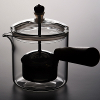 玻璃茶壺耐高溫加厚泡茶壺不銹鋼過濾耐熱玻璃水壺側把煮茶花茶壺
