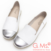 G.Ms. MIT系列-牛皮拼接樂福休閒鞋-白色