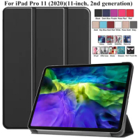 For iPad Pro 11 2020 Case Ultra Slim PU Leather Folding Stand PC Hard Back Case for Funda New iPad Pro 11 2nd Gen 2020 Cover
