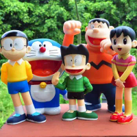 5pcs Anime Doraemon Kawaiifamily Gouta Takeshi Nobita Nobi Minamoto Shizuka Anime Figure Desktop Action Gifts Figurine Toy