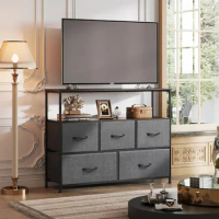 TV Stand Table With Open Shelves For TV Up To 45inch, Storage Drawer Unit For Bedroom, Living Room, Entryway