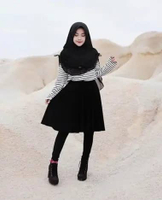 MUDAHHIJAB Rok Midi Pendek Model Payung Bahan Scuba Gaya Korea Trendy (Rok Midi) Semua Ukuran