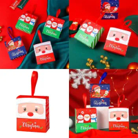 10pcs Merry Christmas Candy Boxes Bags Handheld Santa Claus Gift Box Small Paper Christmas Gift Cartoon Bag