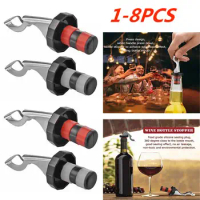 1-8Pcs Press Wine Stopper Vacuum Sealed Plug Wine Bottle Stopper Champagne Pressure Sealer Preserver Saver Caps Kitchen Tools