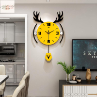時尚創意鹿頭鐘錶北歐簡約客廳掛鐘家居裝飾藝術掛錶臥室靜音時鐘北歐風