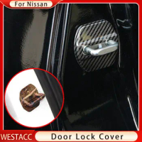 Carbon Fiber Car Door Lock Cover for Nissan Quest Micra Teana Maxima Terra KICKS IMQ Rogue ARMADA Serena NAVARA Accessories