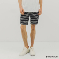 【Hang Ten】男裝-REGULAR FIT標準條紋短褲(深藍)