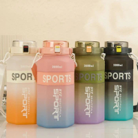 3Pcs Motivational Water Bottle with Straw &amp; Time Marker Portable Water Bottle 2L+700ML+260ML Large Capacity for Outdoor Sports