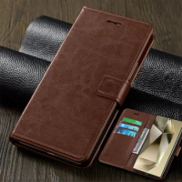 Sumsung S 24 Ultra Case Retro Leather Flip Cover For Samsung Galaxy S24Ultra Plus S 24Ultra S24Ultra Magnetic Book Stand Coque