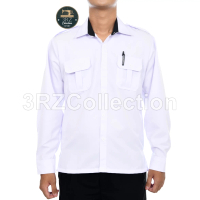 Baju Pdh Putih Kerah Hitam Panjang Pria Kemeja Dinas Putih Pria Nyaman