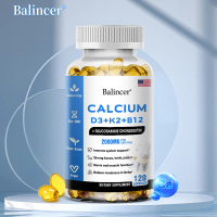 Kalsium, Vitamin D3+K2 +B12 Menyokong Kesihatan Tulang, Mempromosikan Kesihatan Jantung, Suplemen Pe